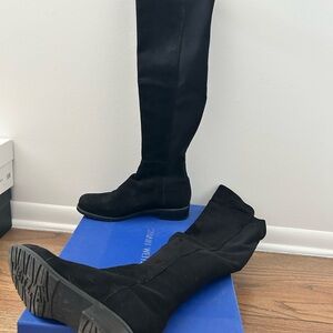 Stuart Weitzman Black Suede Moto Over-the-knee Boot